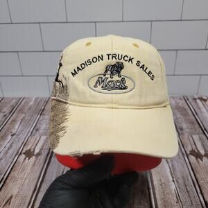 Vintage Mack Trucks Madison Truck Sales Deer Embroidered Strapback Hat Cap